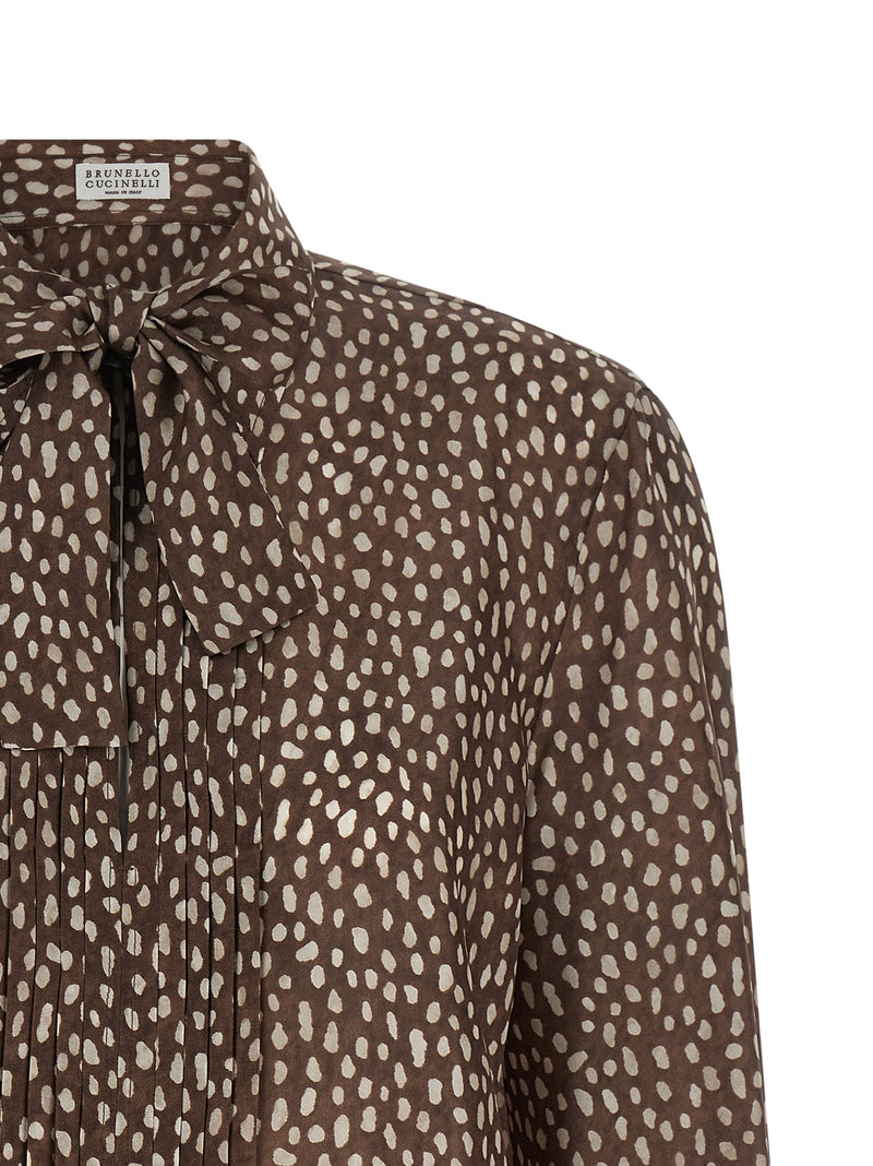 Brunello Cucinelli Chemisier en soie marron