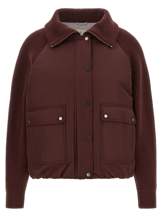 Blouson bomber Brunello Cucinelli en coton bordeaux