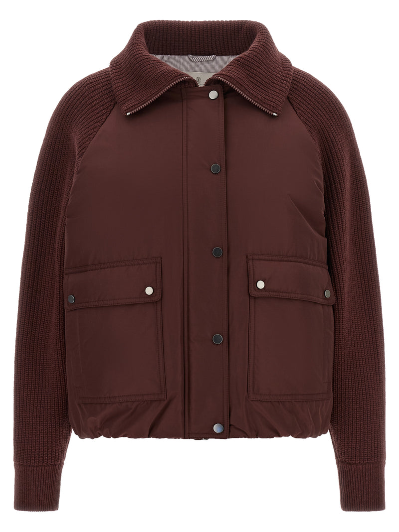 Blouson bomber Brunello Cucinelli en coton bordeaux