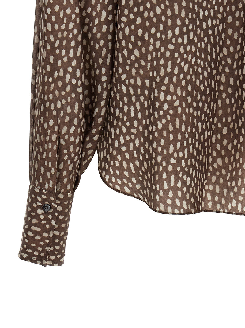 Brunello Cucinelli Chemisier en soie marron