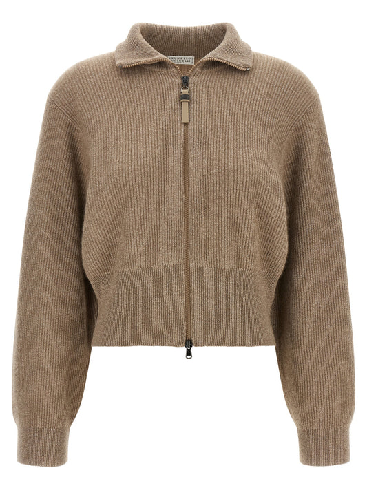 Brunello Cucinelli Cardigan en Cachemire Marron