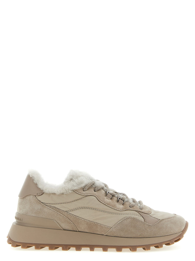 Baskets athlétiques Brunello Cucinelli en cuir de veau beige