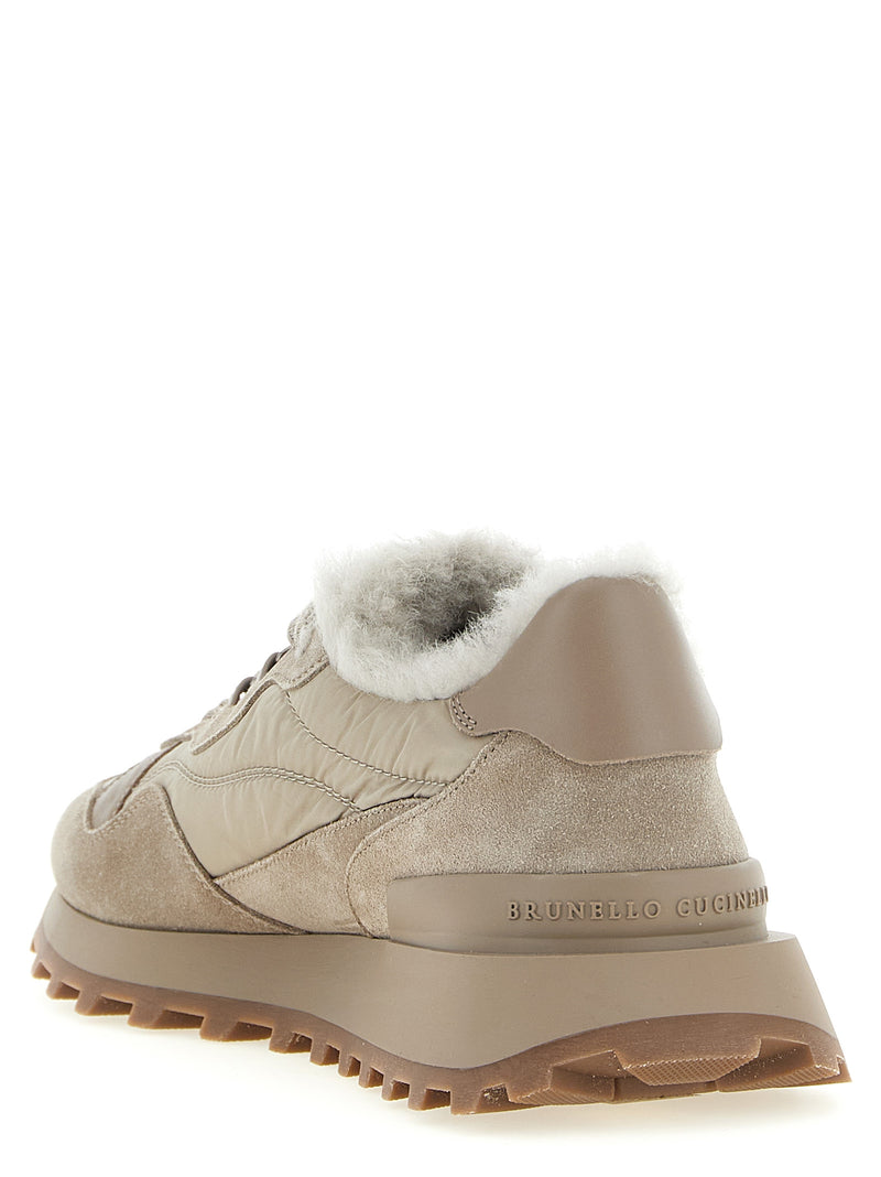Baskets athlétiques Brunello Cucinelli en cuir de veau beige