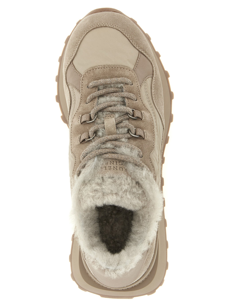 Baskets athlétiques Brunello Cucinelli en cuir de veau beige