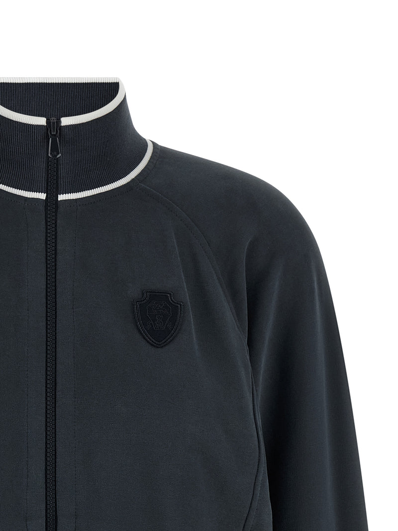 Sweat-shirt en coton bleu Brunello Cucinelli