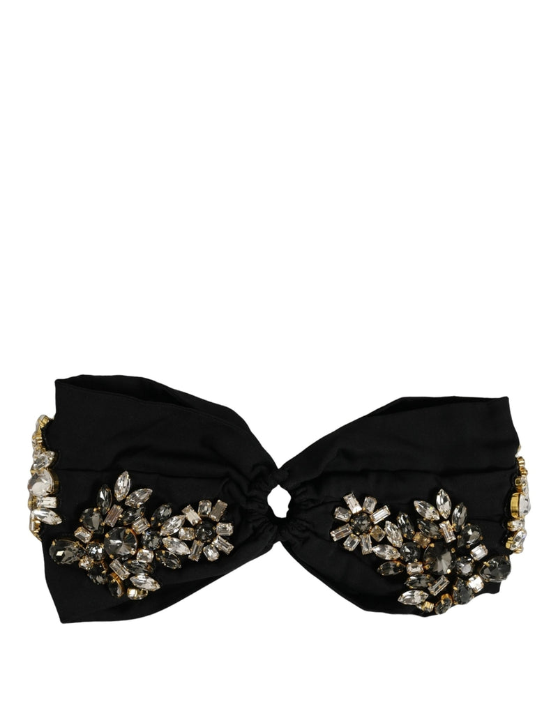 Serre-tête en soie noire Dolce & Gabbana orné de cristaux, taille unique