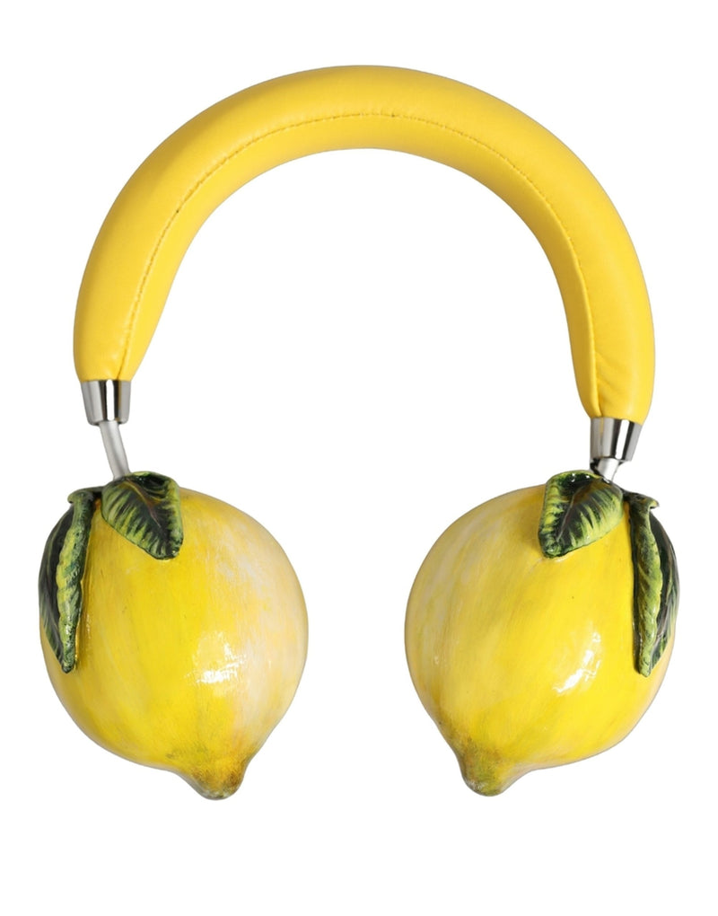 Casque audio en cuir jaune citron vif Dolce & Gabbana