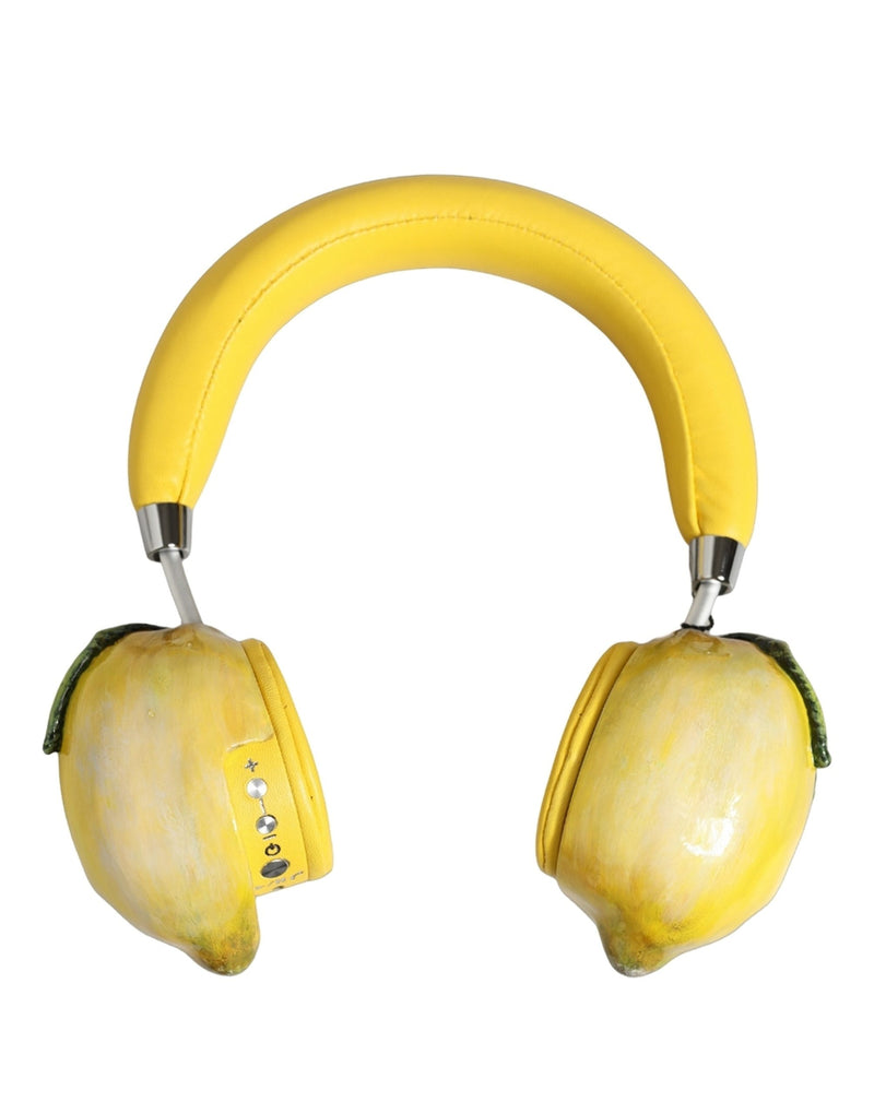 Casque audio en cuir jaune citron vif Dolce & Gabbana