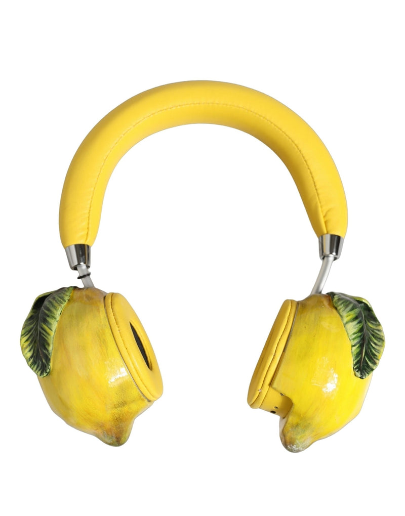 Casque audio en cuir jaune citron vif Dolce & Gabbana