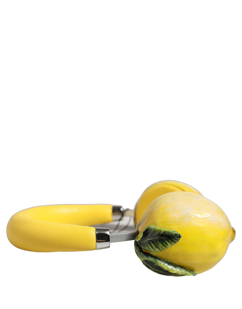 Casque audio en cuir jaune citron vif Dolce & Gabbana
