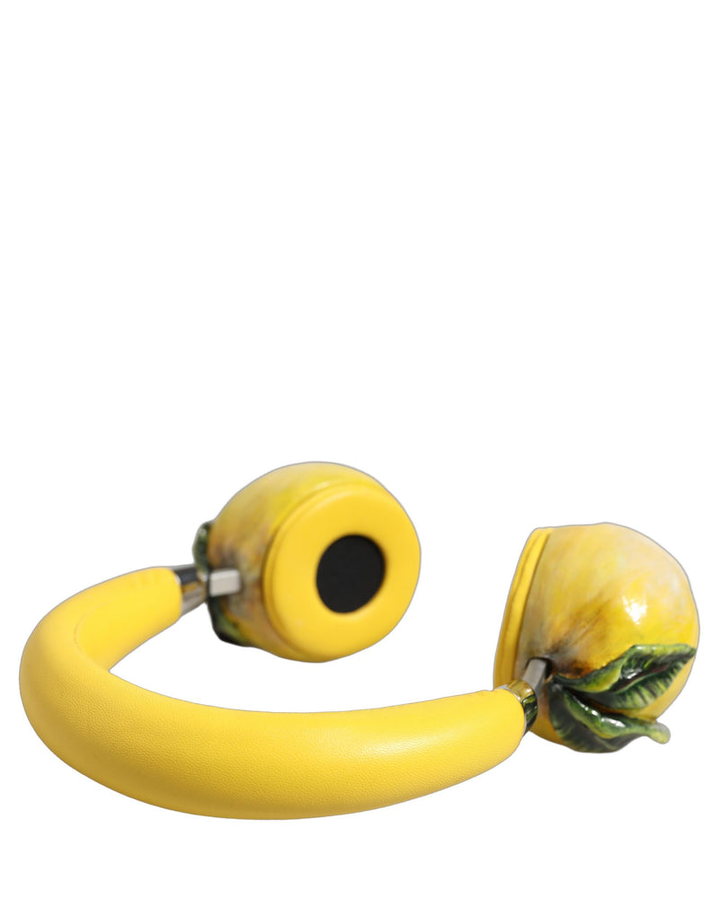 Casque audio en cuir jaune citron vif Dolce & Gabbana