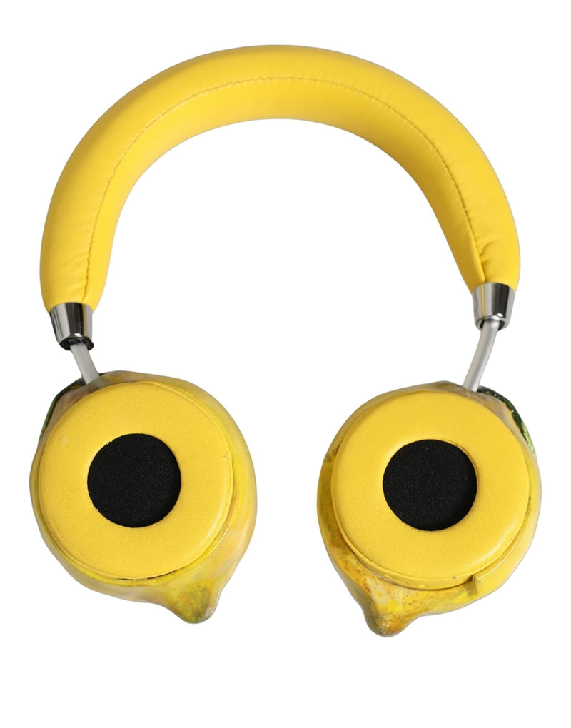 Casque audio en cuir jaune citron vif Dolce & Gabbana