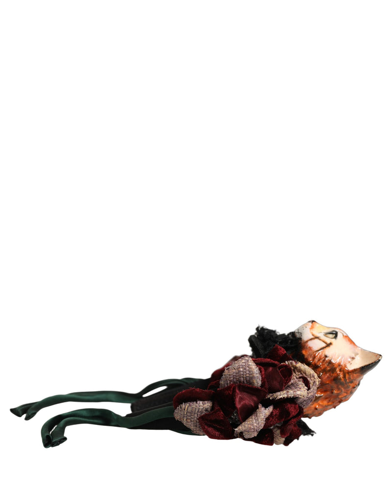 Serre-tête en soie Dolce & Gabbana en velours multicolore motif chat du Bengale