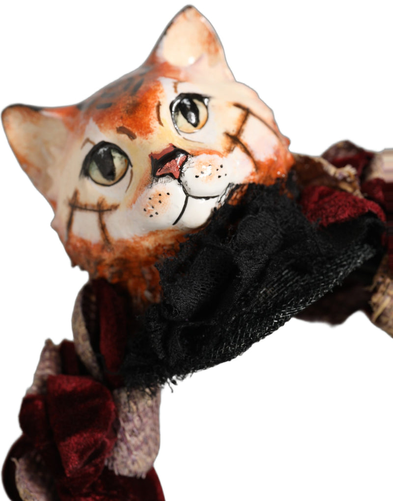 Serre-tête en soie Dolce & Gabbana en velours multicolore motif chat du Bengale