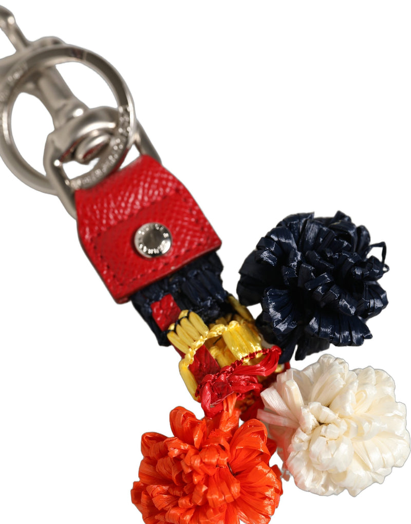 Porte-clés Dolce & Gabbana en raphia et cuir avec fermoir, multicolore