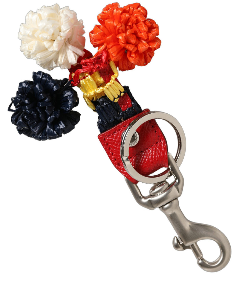 Porte-clés Dolce & Gabbana en raphia et cuir avec fermoir, multicolore