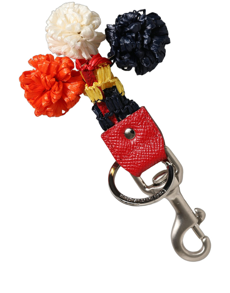 Porte-clés Dolce & Gabbana en raphia et cuir avec fermoir, multicolore