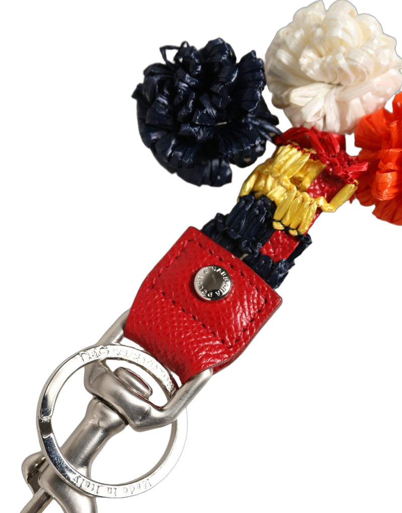 Porte-clés Dolce & Gabbana en raphia et cuir avec fermoir, multicolore