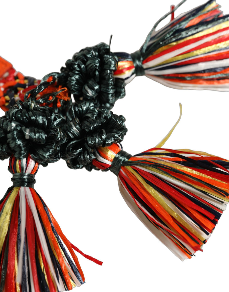 Porte-clés Dolce & Gabbana en raphia et cuir avec fermoir, multicolore
