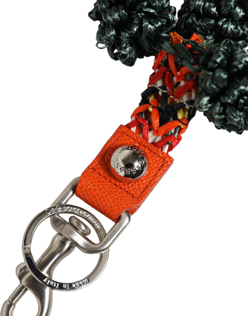 Porte-clés Dolce & Gabbana en raphia et cuir avec fermoir, multicolore