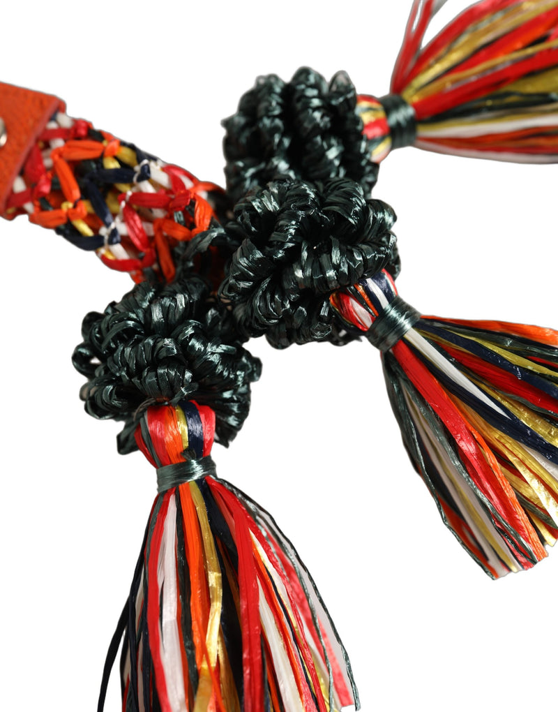 Porte-clés Dolce & Gabbana en raphia et cuir avec fermoir, multicolore