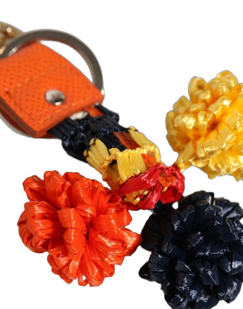 Porte-clés Dolce & Gabbana en raphia et cuir avec fermoir, multicolore