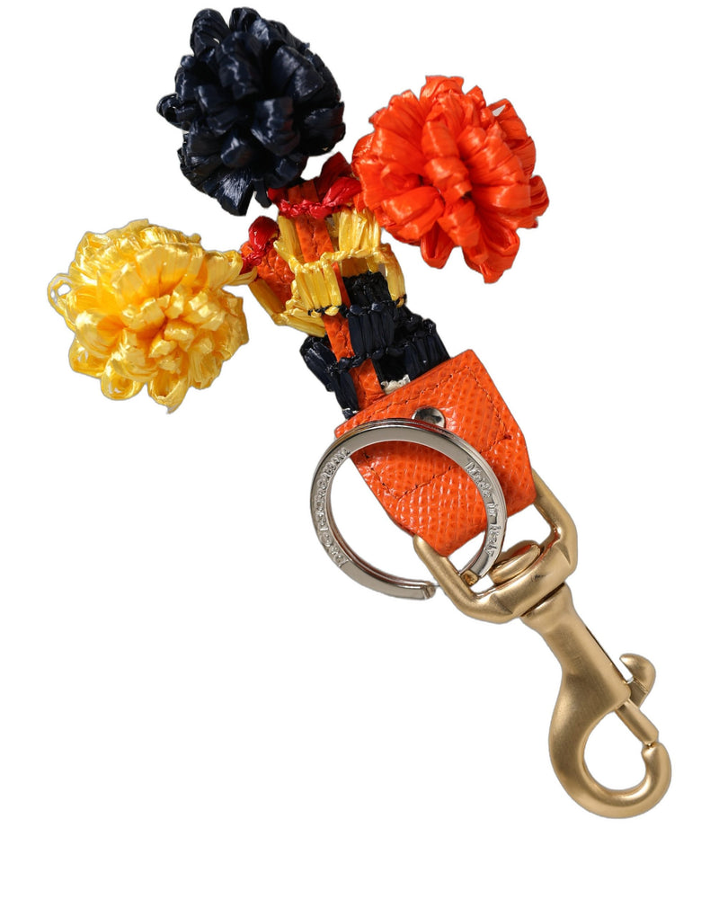 Porte-clés Dolce & Gabbana en raphia et cuir avec fermoir, multicolore