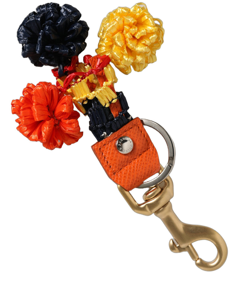 Porte-clés Dolce & Gabbana en raphia et cuir avec fermoir, multicolore