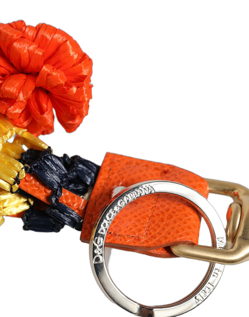 Porte-clés Dolce & Gabbana en raphia et cuir avec fermoir, multicolore