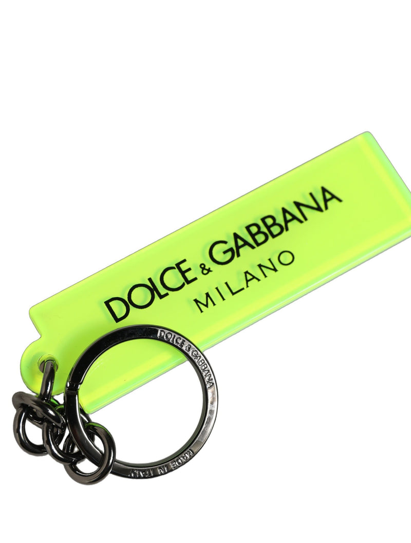 Porte-clés en métal Dolce & Gabbana vert néon avec logo imprimé