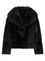 Veste longue en fourrure d'agneau marron BLANCHA