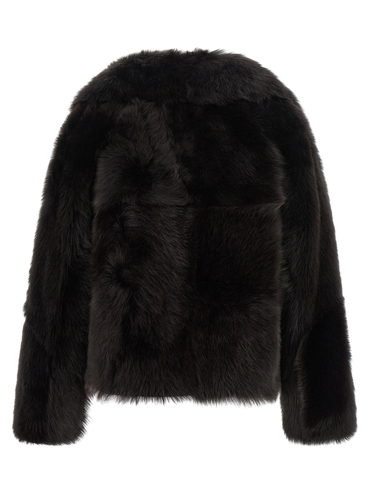 Veste longue en fourrure d'agneau marron BLANCHA
