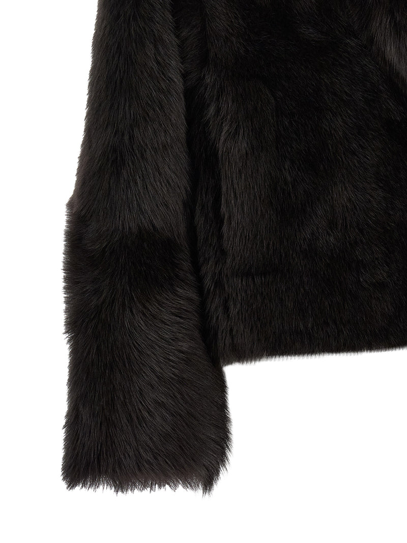 Veste longue en fourrure d'agneau marron BLANCHA