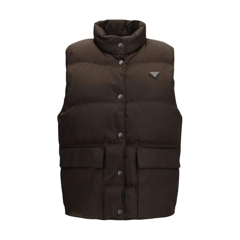 Doudoune sans manches Prada marron en duvet d'oie