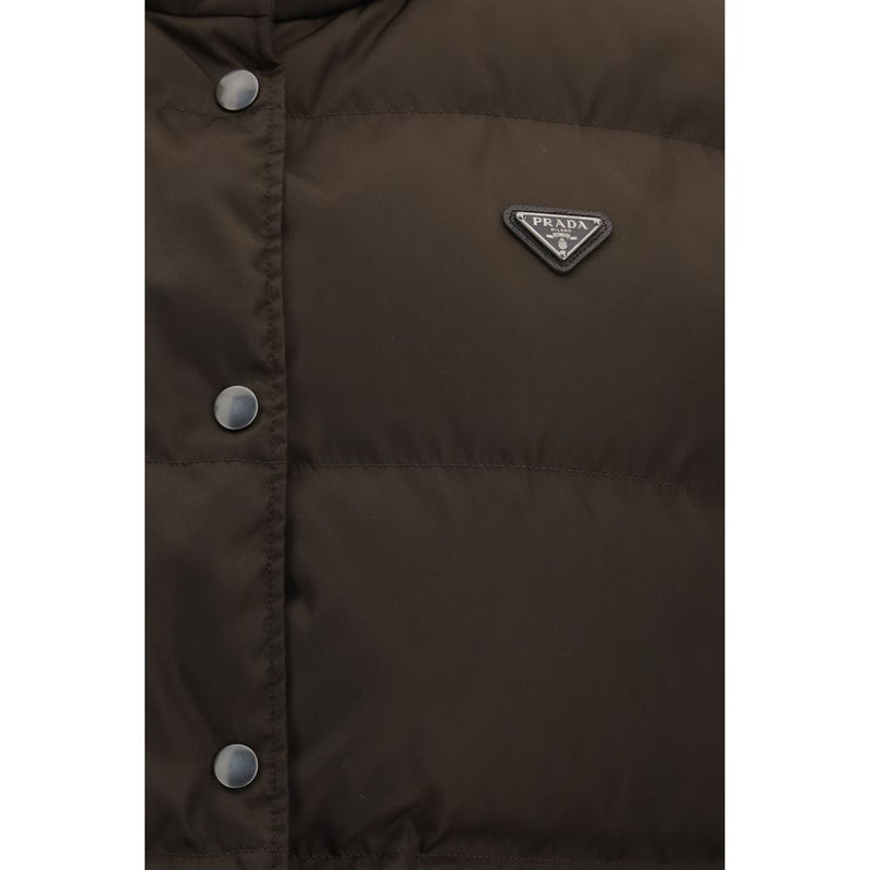 Doudoune sans manches Prada marron en duvet d'oie