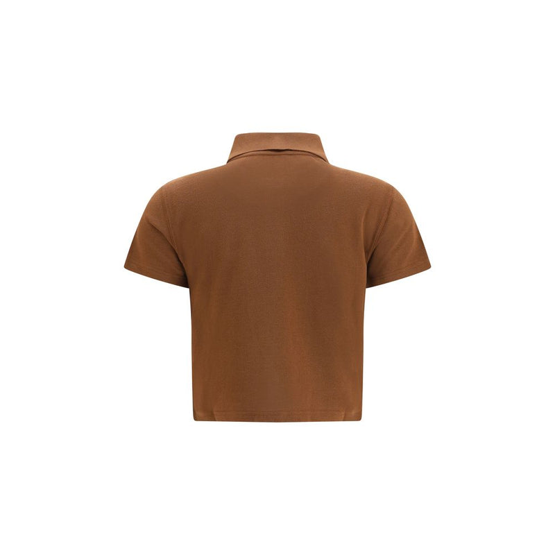 Polo en coton marron Saint Laurent