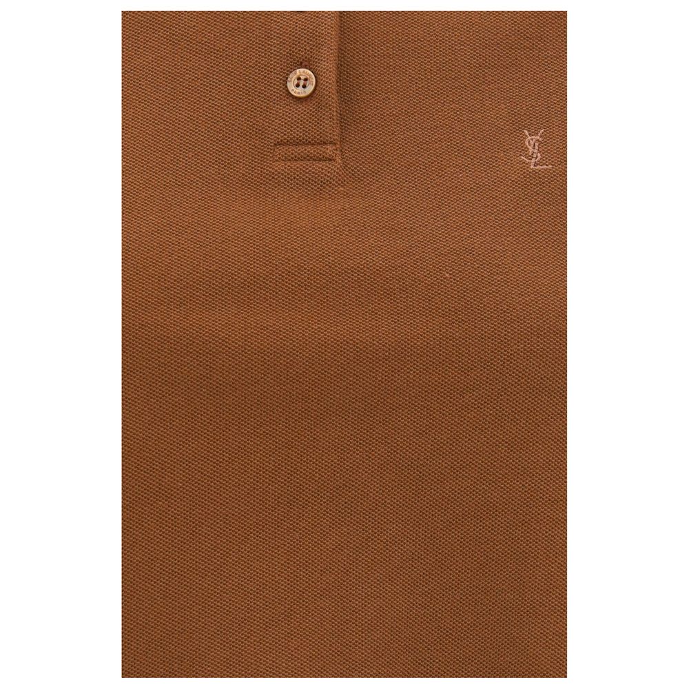 Polo en coton marron Saint Laurent