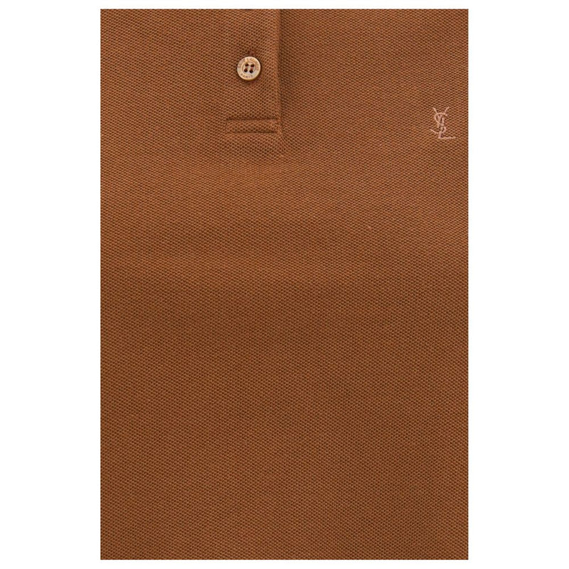 Polo en coton marron Saint Laurent