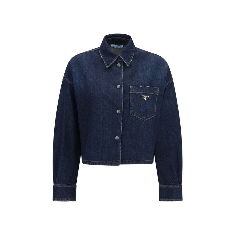 Veste en jean bleu en coton Prada
