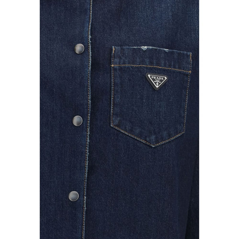 Veste en jean bleu en coton Prada