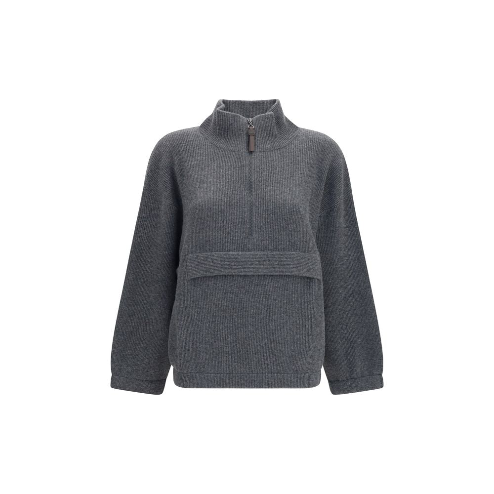Sweat-shirt en cachemire gris Brunello Cucinelli
