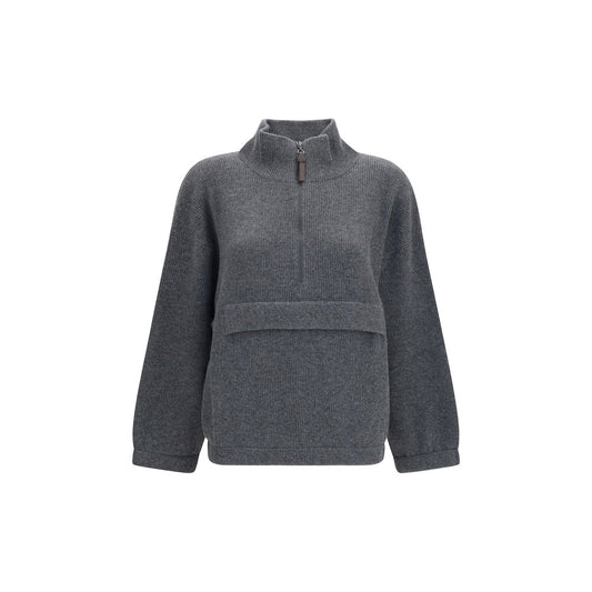 Sweat-shirt en cachemire gris Brunello Cucinelli