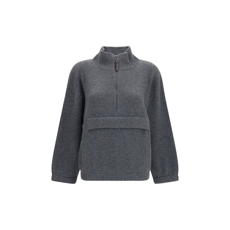 Sweat-shirt en cachemire gris Brunello Cucinelli