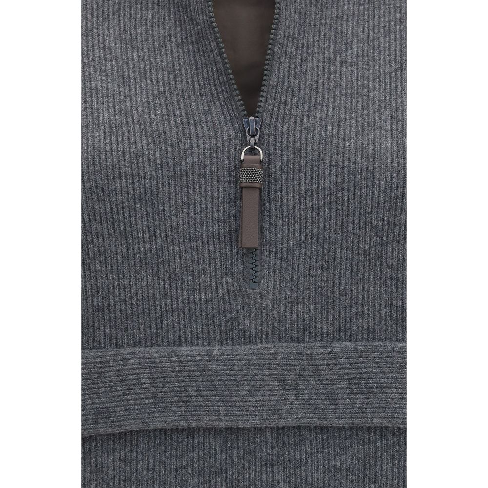 Sweat-shirt en cachemire gris Brunello Cucinelli
