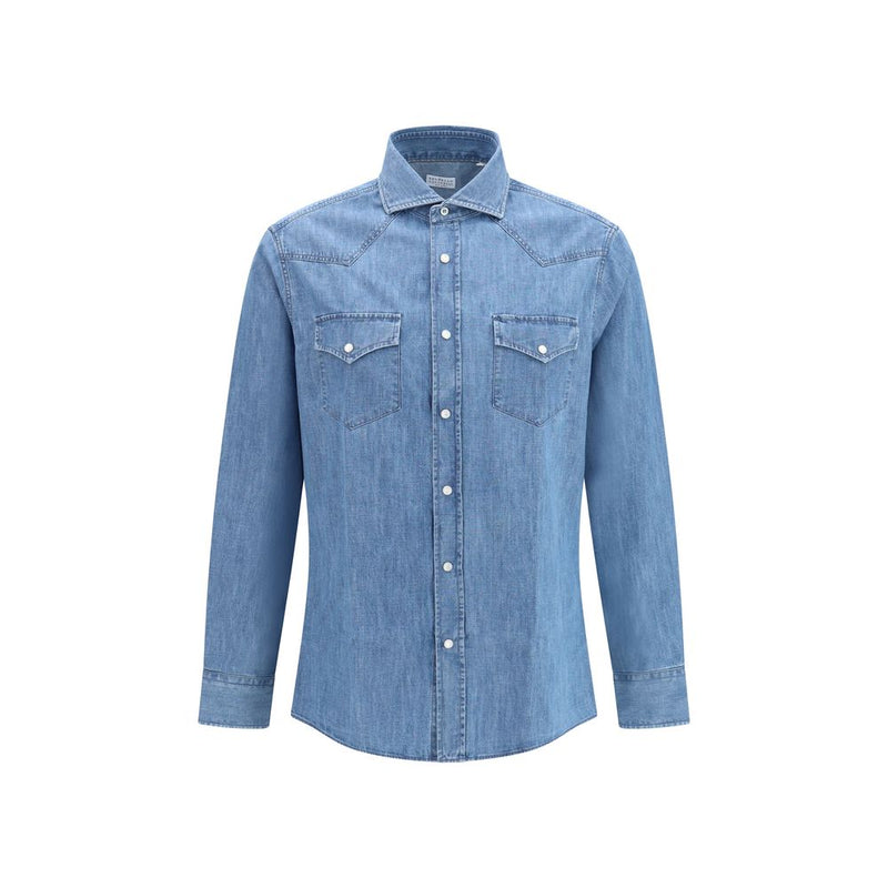 Chemise en jean bleue Brunello Cucinelli