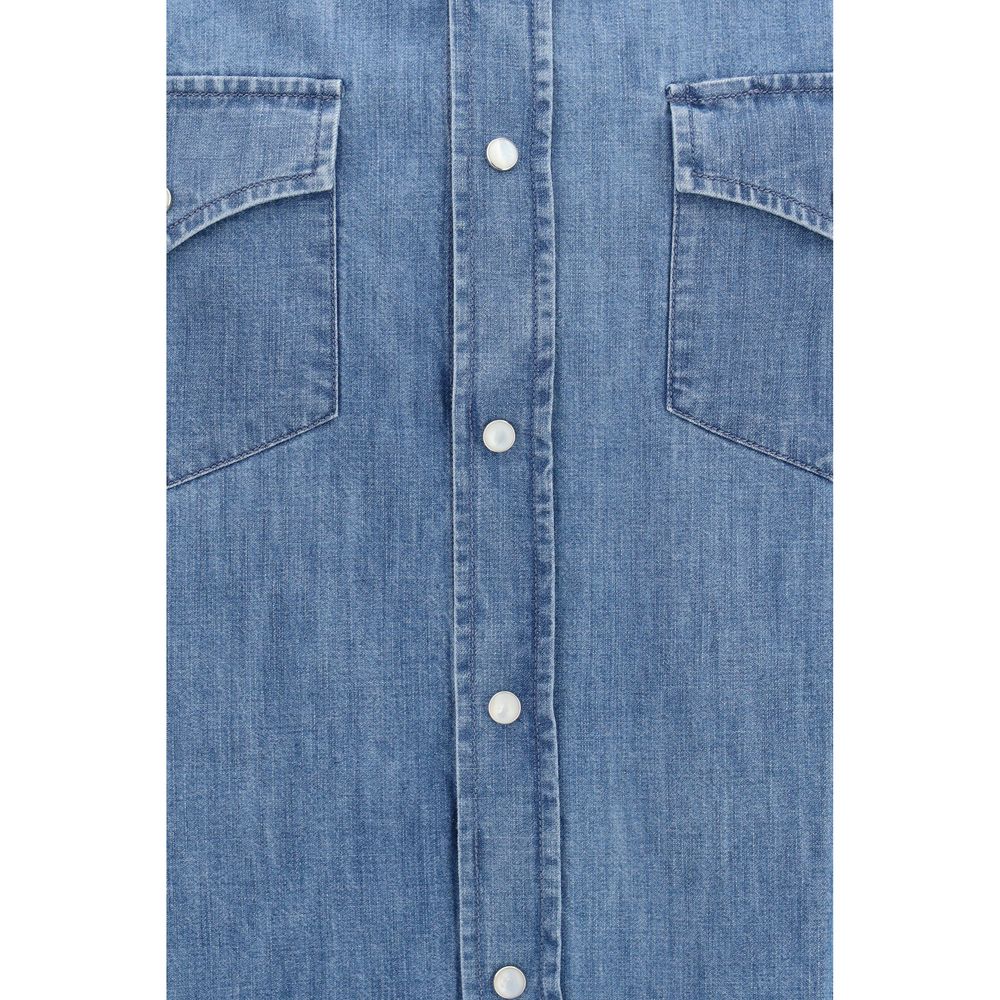 Chemise en jean bleue Brunello Cucinelli