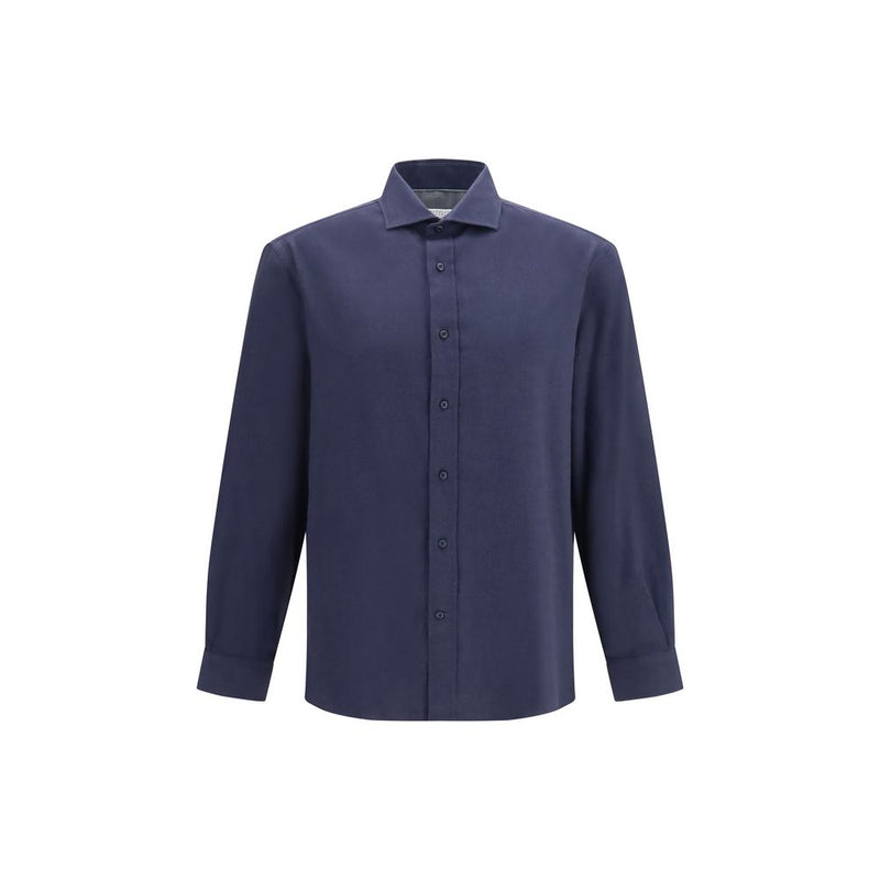 Chemise habillée en coton bleu Brunello Cucinelli