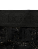 Dolce & Gabbana Black All Over Logo Print Sheer Pantyhose Underwear