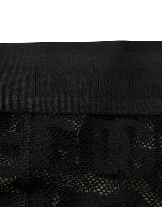 Collants et sous-vêtements transparents Dolce & Gabbana noirs à imprimé logo intégral