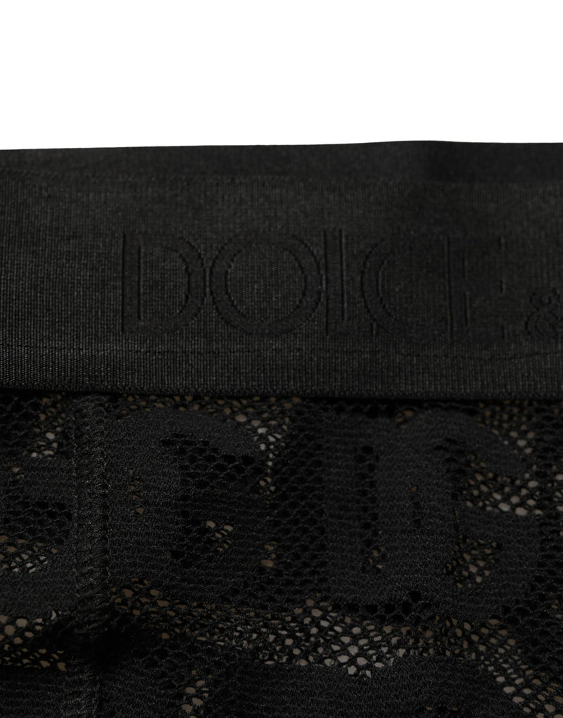 Collants et sous-vêtements transparents Dolce & Gabbana noirs à imprimé logo intégral